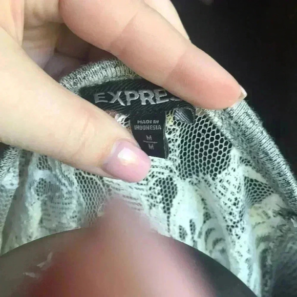 Express White and Gray Lace Sweater - Picture 4 of 4